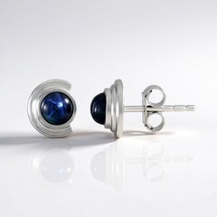 Zilveren oorbellen met blauwe ster saffieren (de Melo Essence)