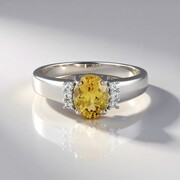 Zilveren ring met een gele beril
