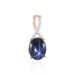 Zilveren hanger met een blauwe ster saffier