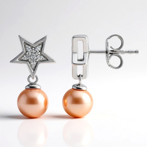 Orecchini in argento con Perla Ming Porpora (TPC)