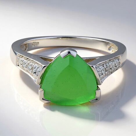 Anello in argento con Calcedonio Verde