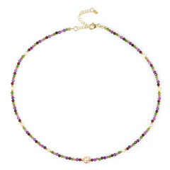 Peach Freshwater Pearl Silver Necklace