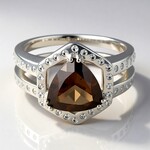Anello in argento con Quarzo Fumè