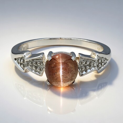 Anello placcato in platino con Scapolite Occhio di Gatto