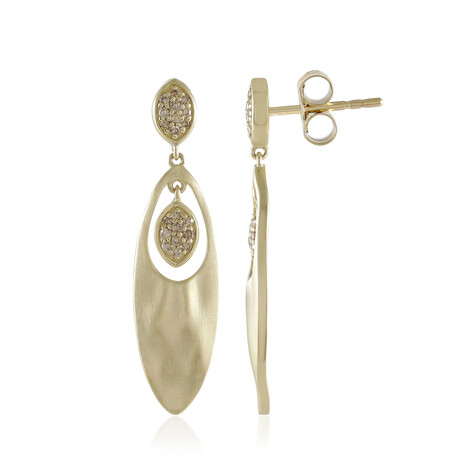 Gouden oorbellen met SI2 Champagne Diamanten