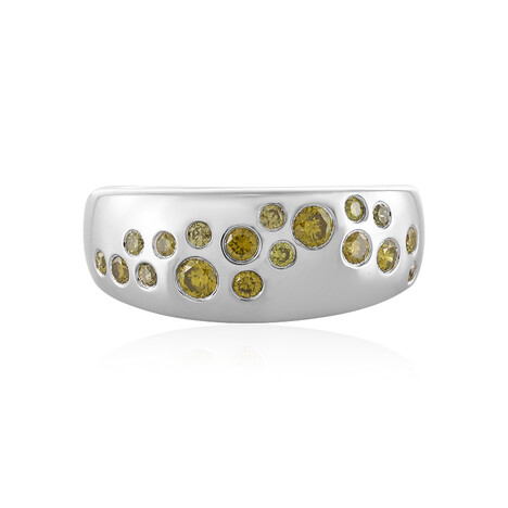 Gelber I3 Brillant-Silberring