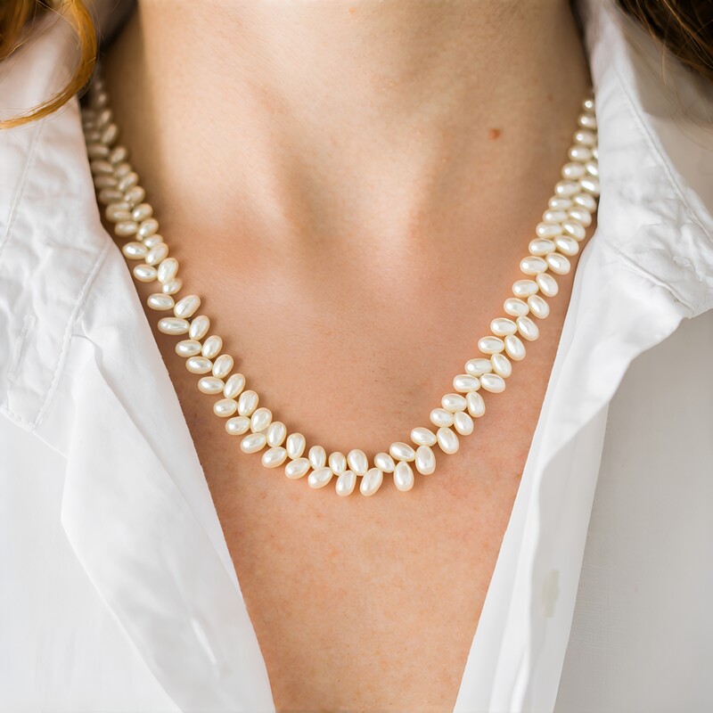 Collana in argento con Perla d'Acqua Dolce Bianca (TPC)