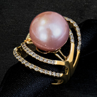 Anello in oro con Perla Ming Pesca Royal (TPC)