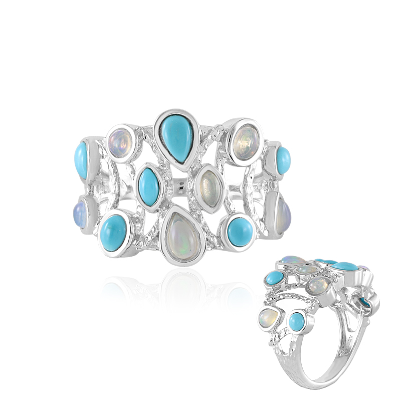 Orecchini Donna POPLYKE Argento Sterling 925 Con Motivo Turchese E Zirconi - Ispirati Al Pavone