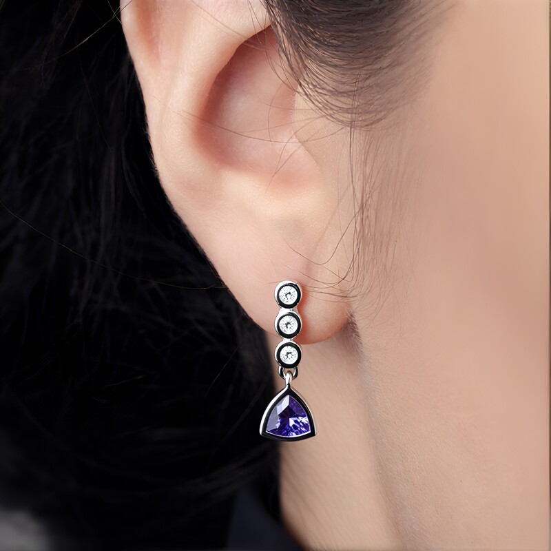 Boucles d'oreilles en argent et Tanzanite (Pallanova)