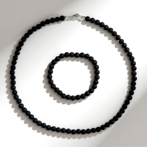 Parure in argento con Lava Nera