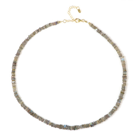 Zilveren halsketting met labradorieten