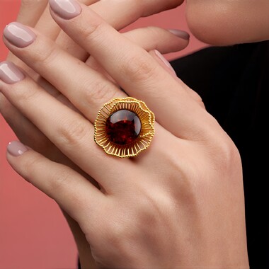 Anillo en plata con Ámbar báltico cognac (dagen)