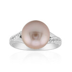 Purpurfarbene Ming-Perlen-Silberring (TPC)