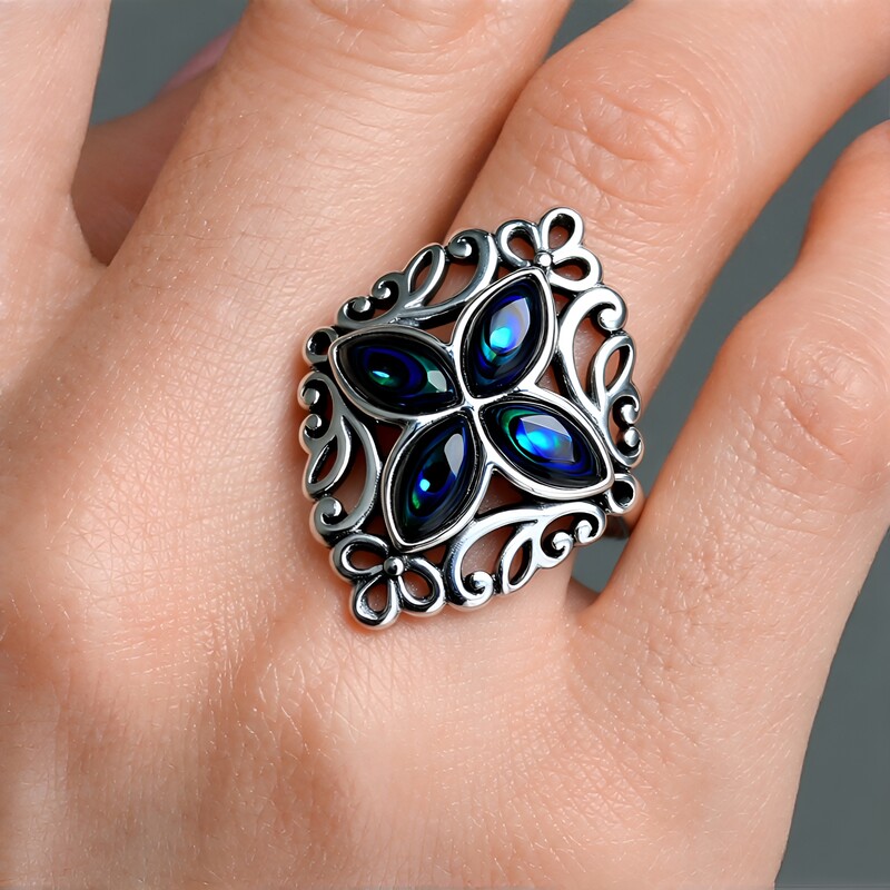 Bague en argent et Coquillage d'Abalone