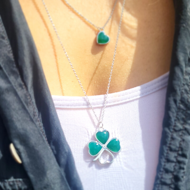 Green Agate Silver Necklace