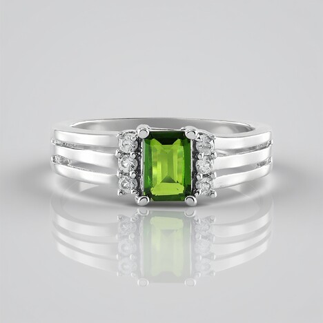 Bague en argent et Diopside de Russie