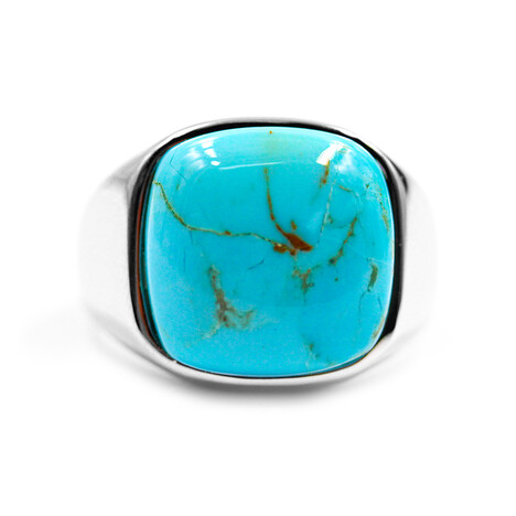 Blauer Kingman Mohave-Türkis-Herren-Silberring