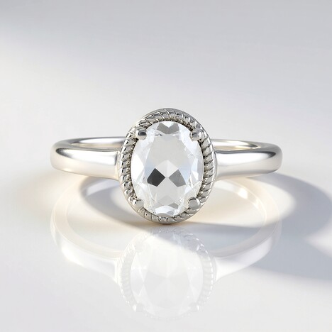 Bague en argent et Topaze blanche