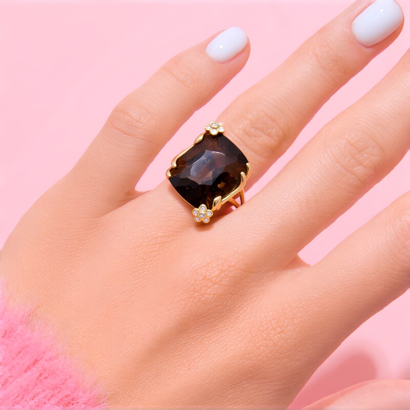 Gouden ring met een rookkwarts (CIRARI)