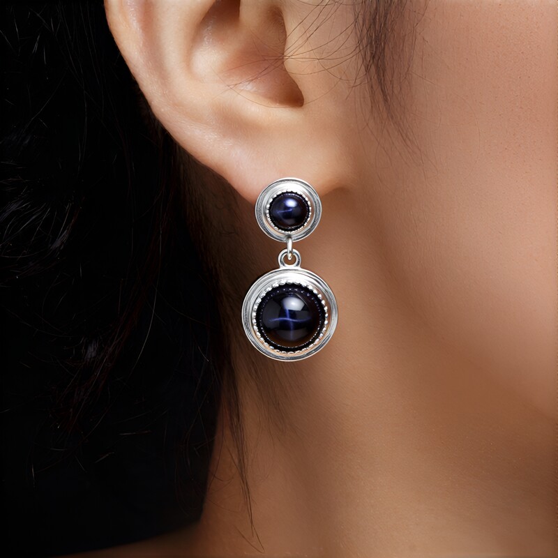 Orecchini in argento con Diopside Stellato d'India