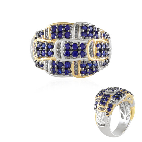 Zilveren ring met kobaltblauwe spinelstenen (Gems en Vogue)