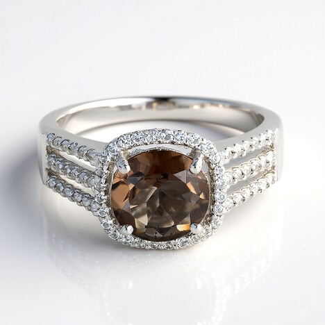 Bague en argent et Quartz fumé
