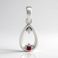 Pendentif en argent et Béryl rouge