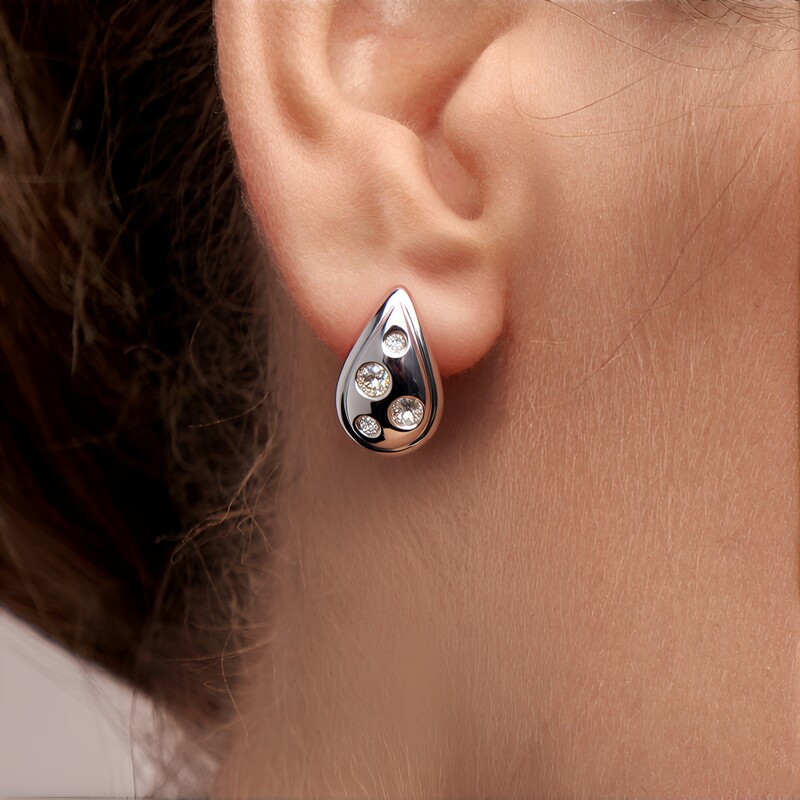 Boucles d'oreilles en argent et Diamant chocolat I2