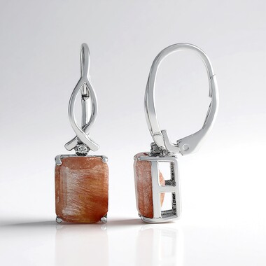 Copper Rutilated Quartz Silver Earrings