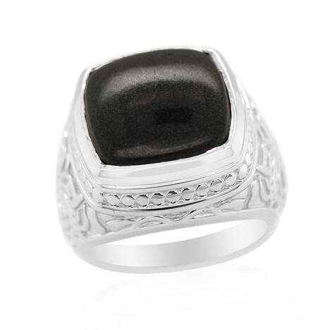 Bague pour homme en argent et Agate noire