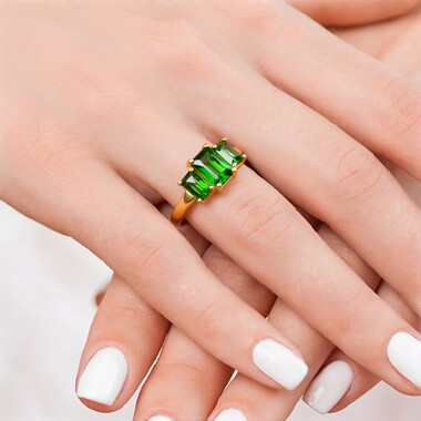 Bague en argent et Diopside de Russie