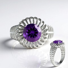 Anello in argento con Ametista Rose de France (Ornaments by de Melo)