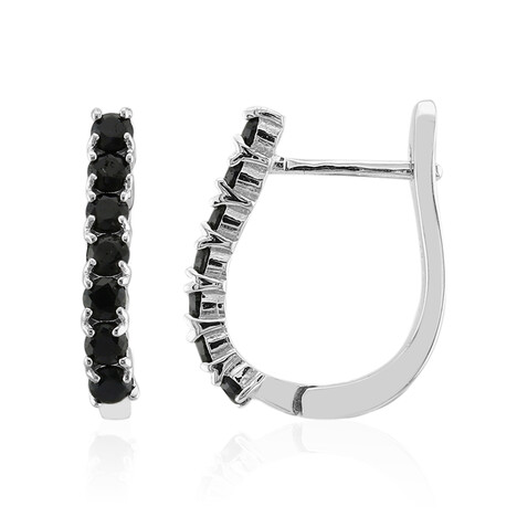 Schwarzer Saphir-Silberohrringe