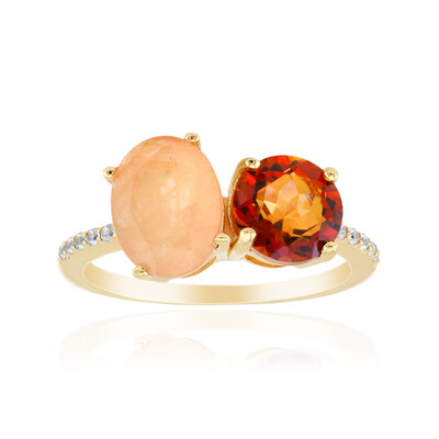 Bague en argent et Quartz pêche pastel