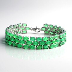 Bracciale in argento con Smeraldo Zambia
