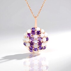 Collana in argento con Pietra di Luna Bianca (KM by Juwelo)