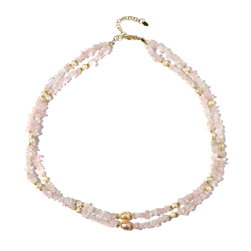 Collier Femme Quartz Rutile Doré Du Brésil Perles 20 Et Chaîne Acier - A Bijoux