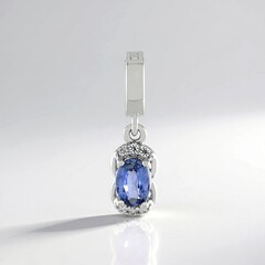 Ciondolo in argento con Zaffiro Ceylon Blu (non riscaldato)
