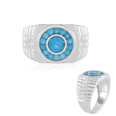 Bague en argent et Apatite bleu néon