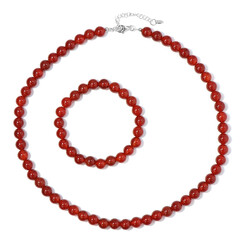 Red Onyx Silver Set
