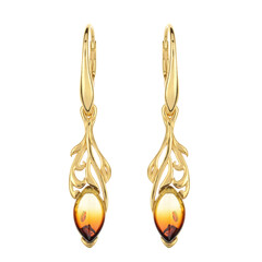 Zilveren oorbellen met zonsopgang Baltische barnstenen