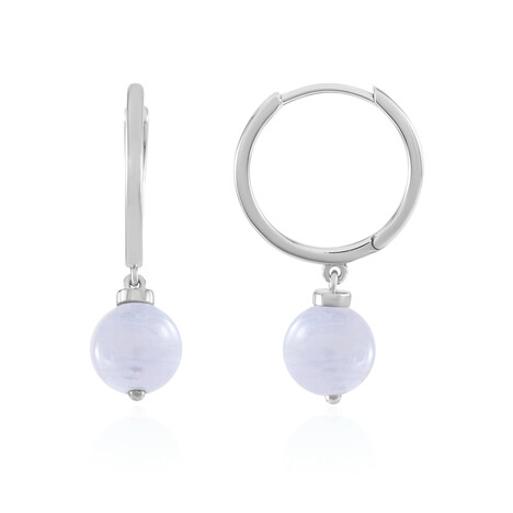 Zilveren oorbellen met blauwe kant agaten (MONOSONO COLLECTION)