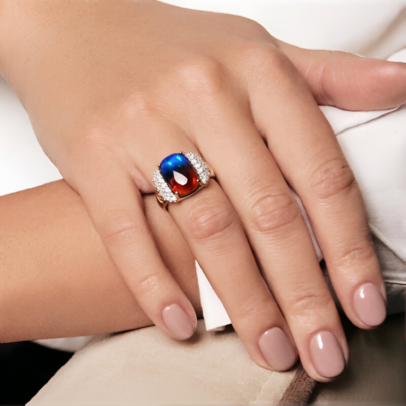 Bi Color Ethiopian Opal Silver Ring (Gems en Vogue)