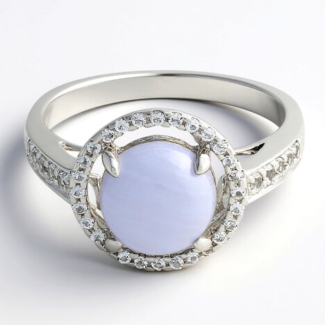 Anello in argento con Calcedonio Blu