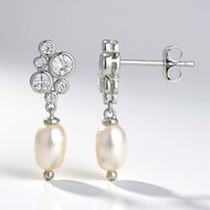 Pendientes en plata con Perla blanca Freshwater