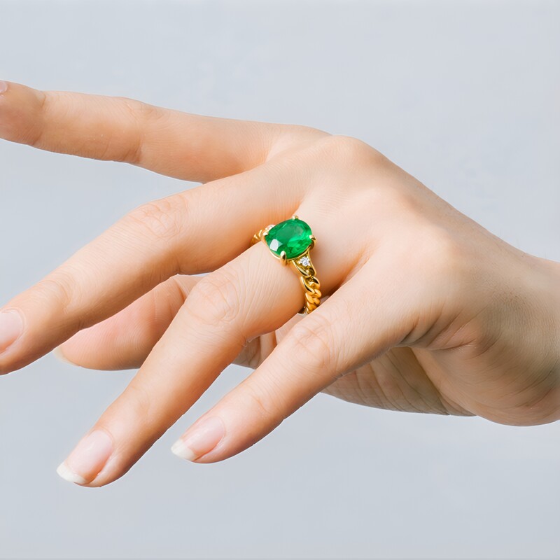 Bague en or et Emeraude de Zambie