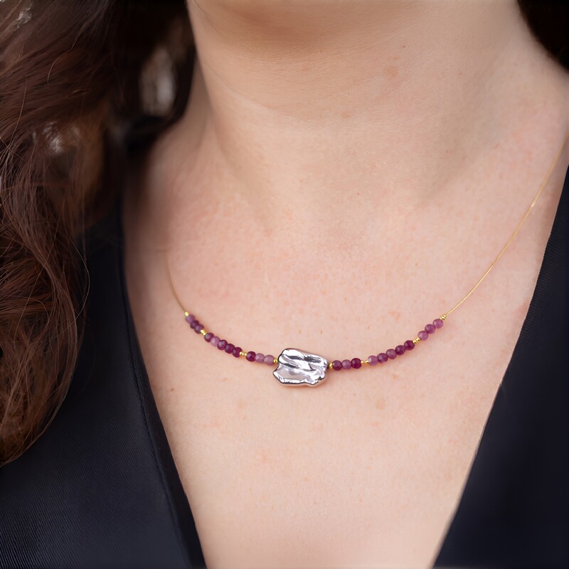 Collana in acciaio inossidabile con Perla di Acqua Dolce