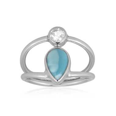 Larimar-Silberring (Bali Barong)