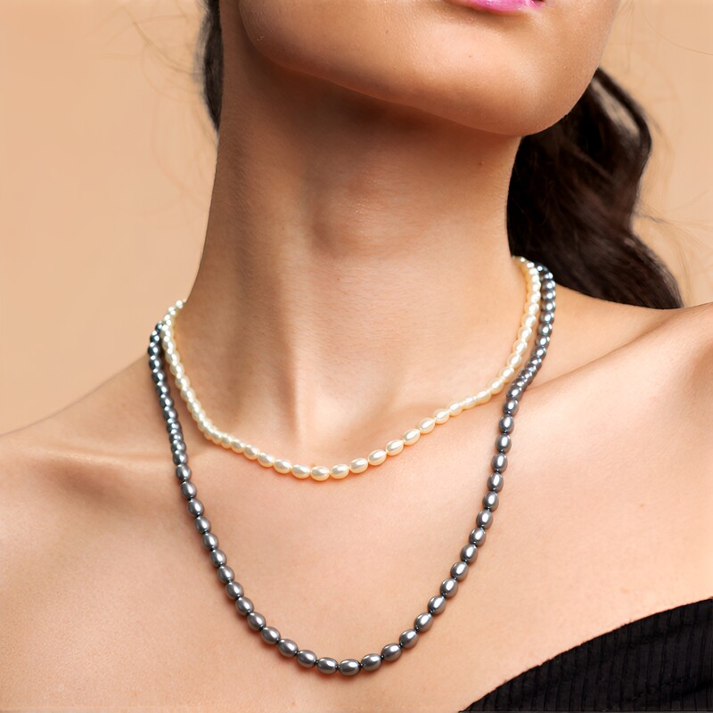 Zilveren halsketting met Witte zoetwater kweekparels (TPC)